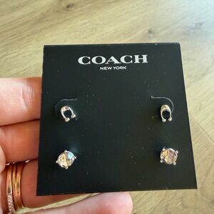 Coach Silver and Crystal Stud Earrings